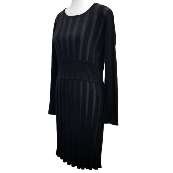 Calvin Klein Vertical Stripe Knit Long Sleeve Sweater Dress - Picture 3 of 14